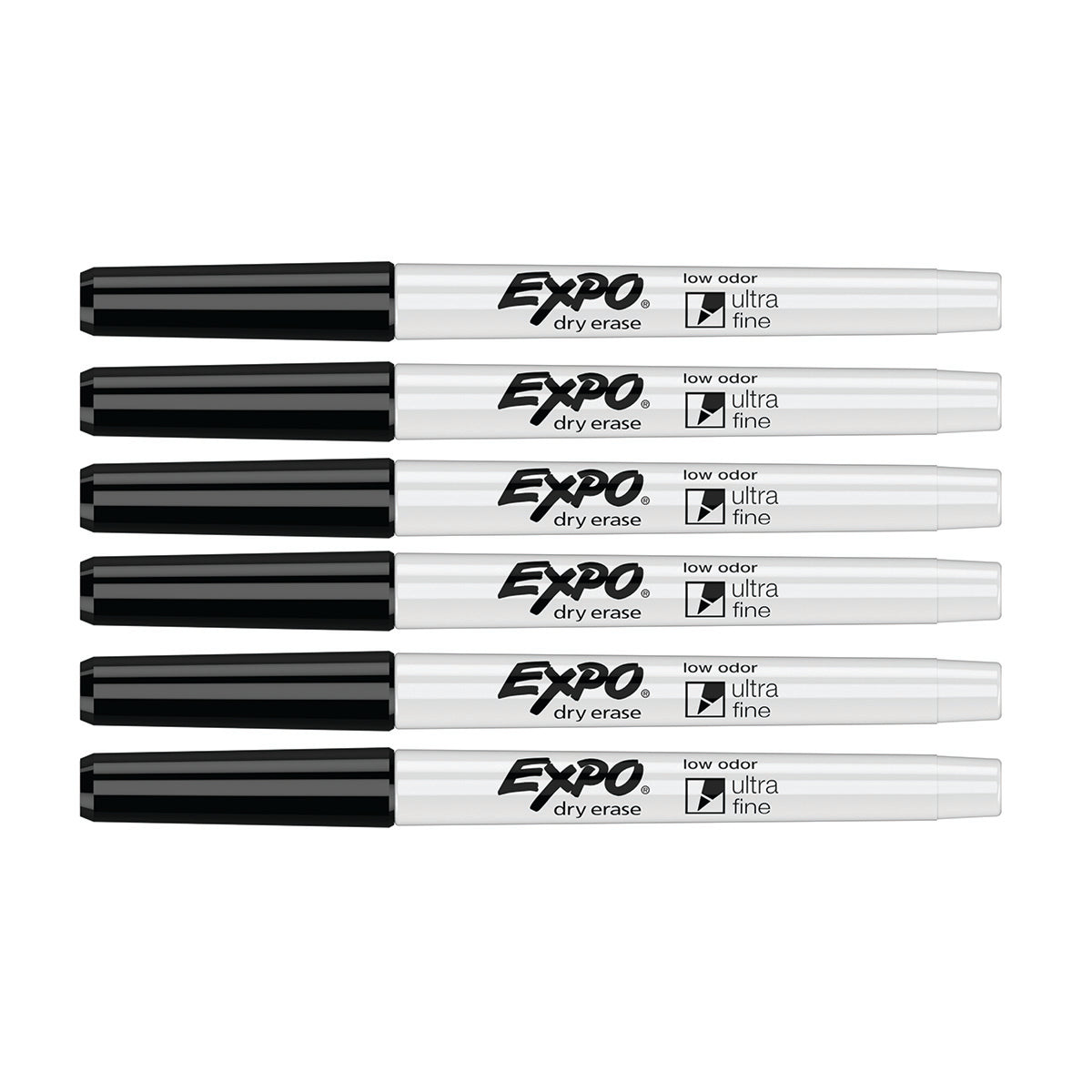 Expo Dry Erase Black Ultra Fine Low Odor Marker Pack of 6