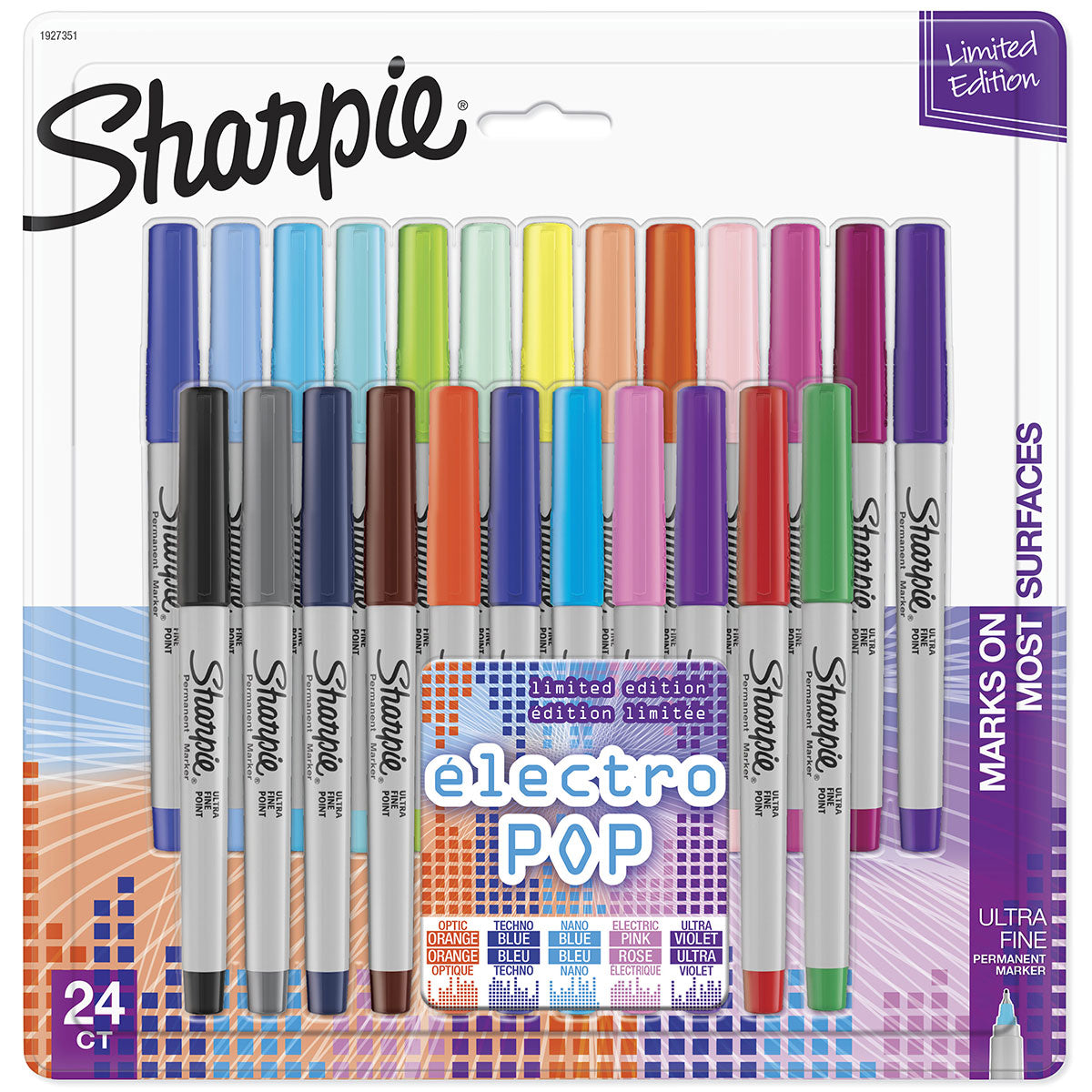 Sharpie Electro Pop Ultra Fine Permanent Markers Pack of 24 Assorted Colors