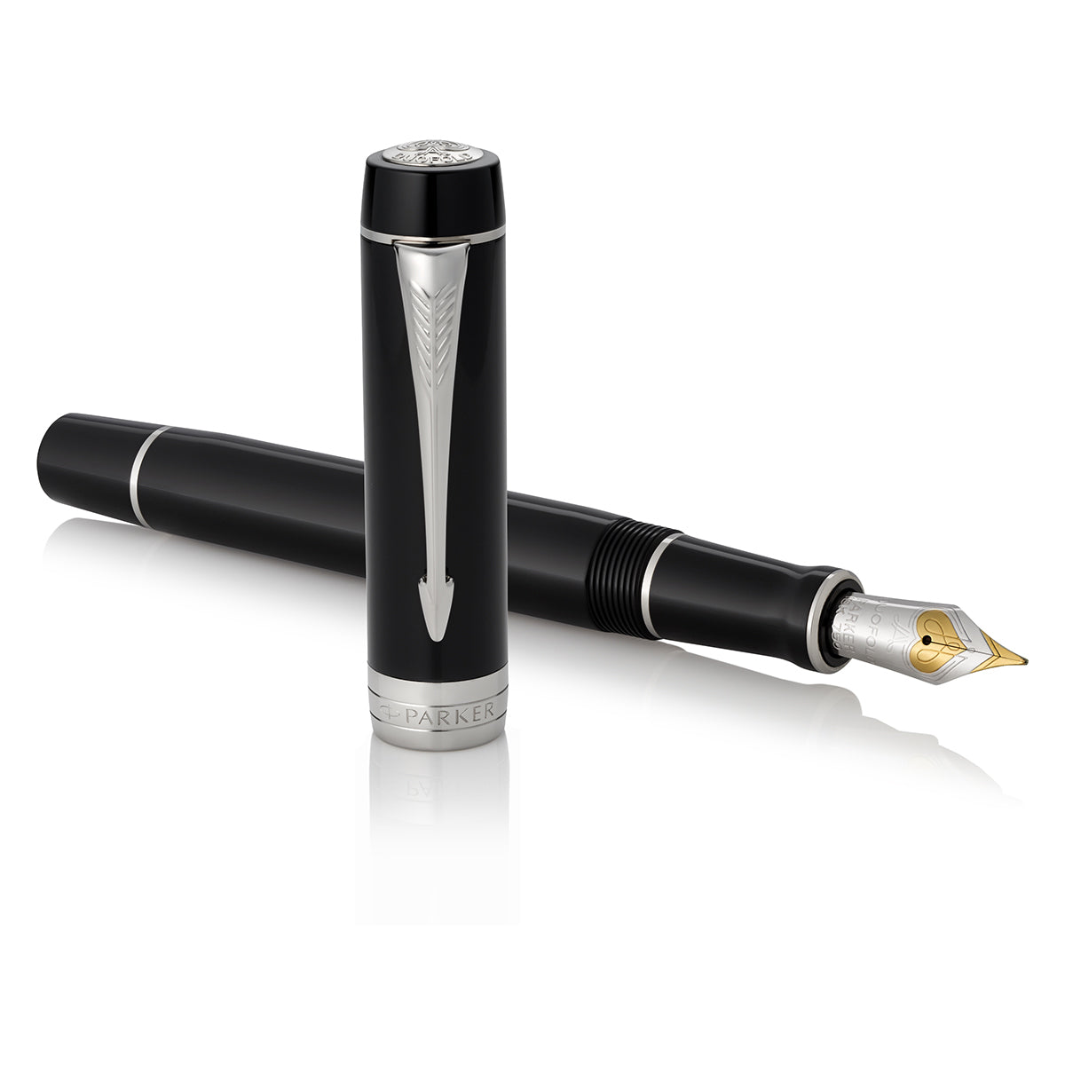 PARKER Duofold Centennial Fountain Pen, Classic Black with Palladium Trim, Medium