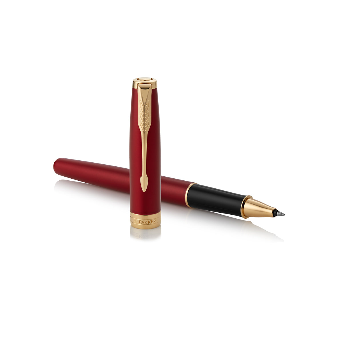 Parker Sonnet Red Gold Trim Rollerball Pen 1931475