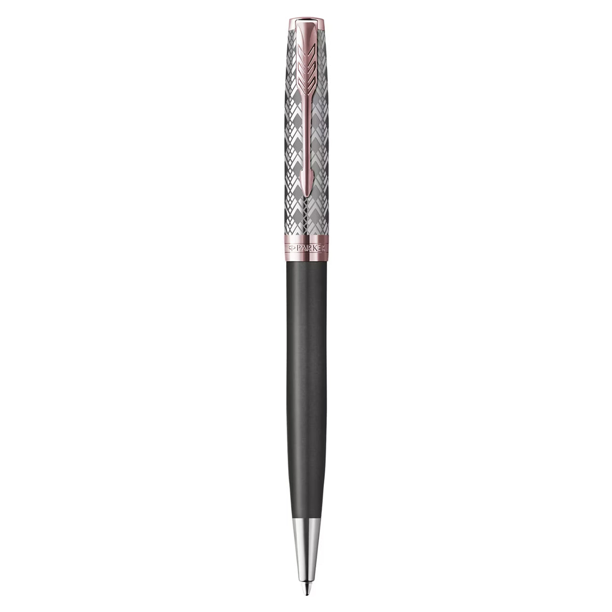 Parker Sonnet Premium Metal and Grey Satin Stainless Steel Pink Gold Coating 23K Ballpoint Pen 2119791