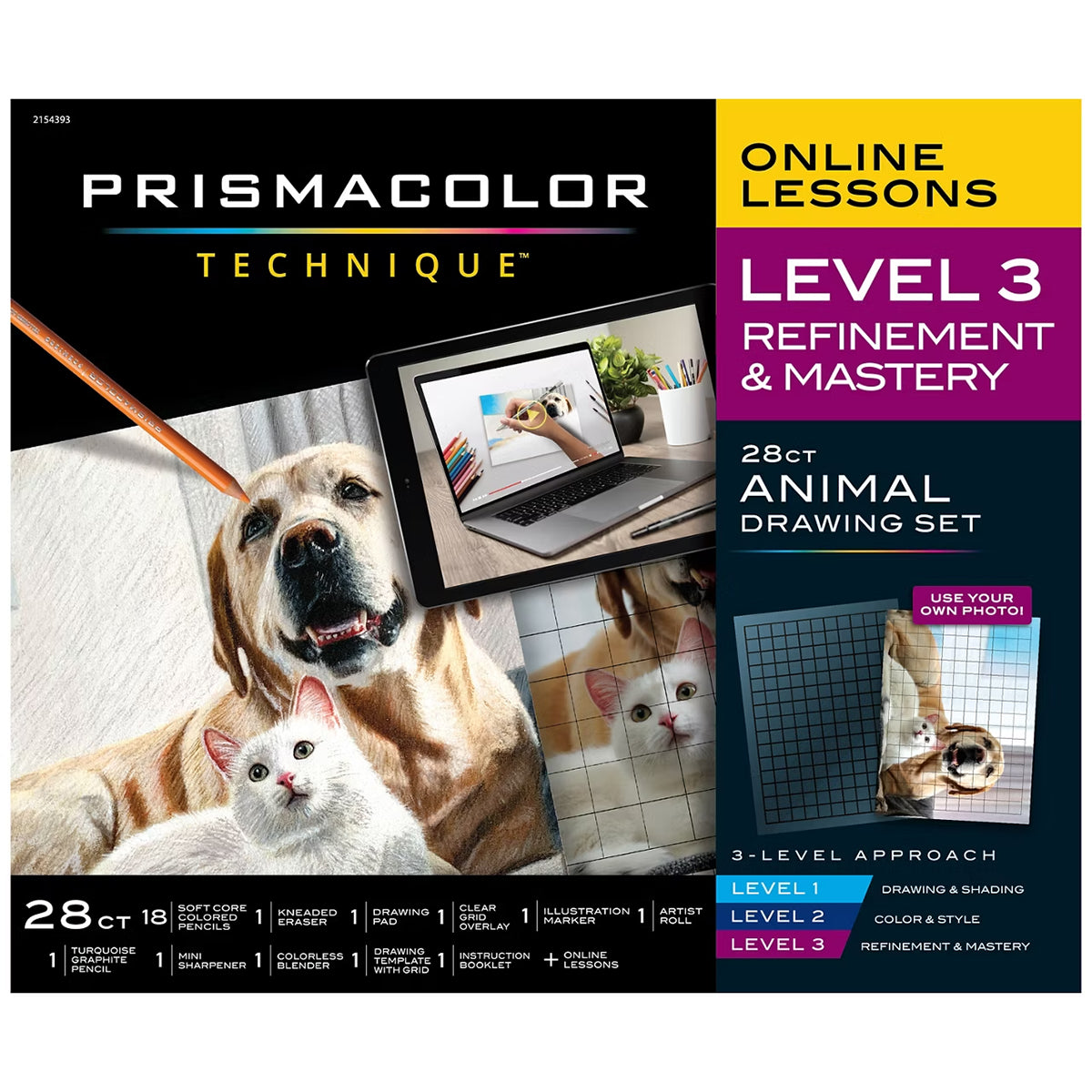 Prismacolor Technique, Art Supplies and Digital Art Lessons, Animal Drawings Set, Level 3