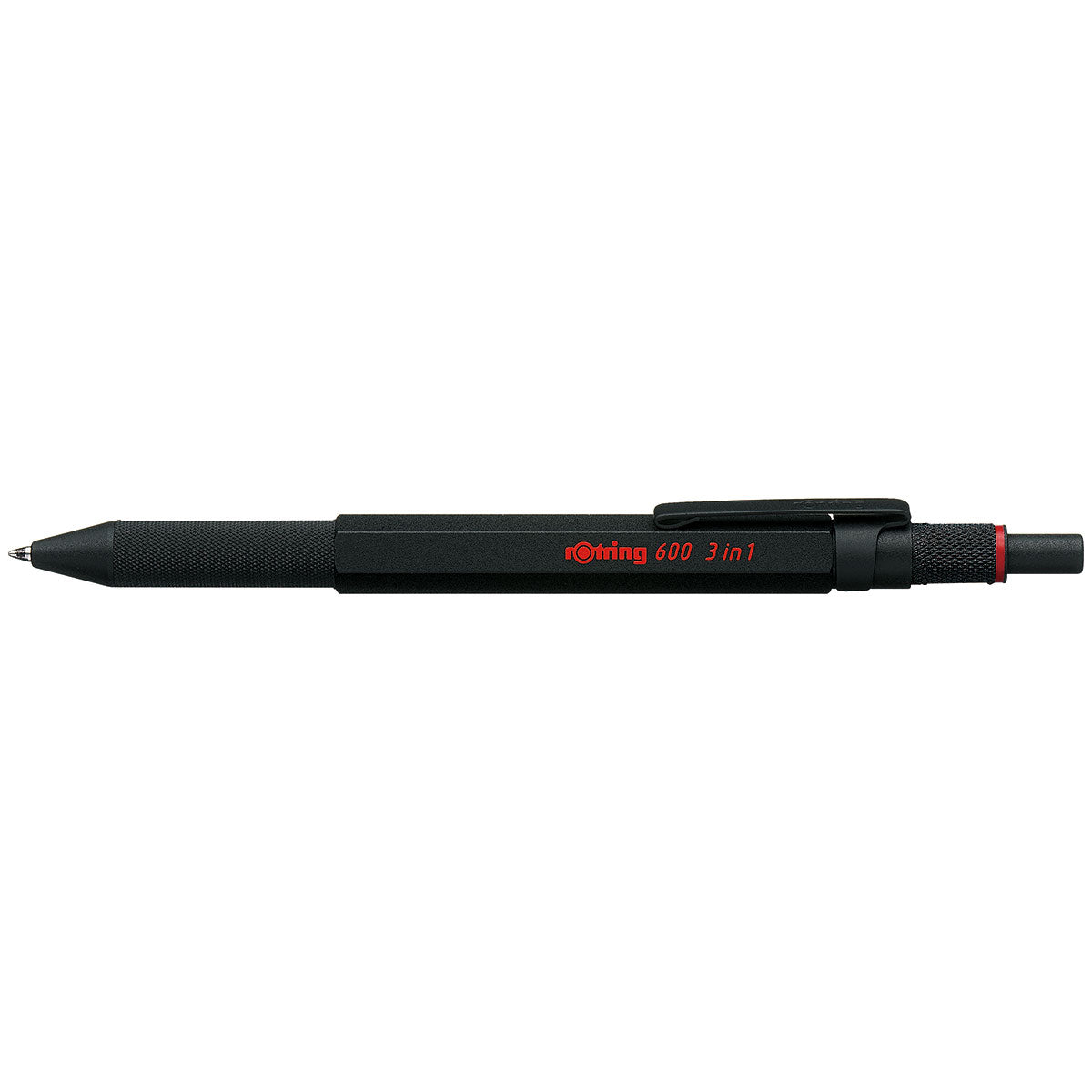 Rotring 600 Black 3 in 1 Multi Pen - Black, Red Ink, 0.5 Pencil -2164108 Rotring Ballpoint Pen