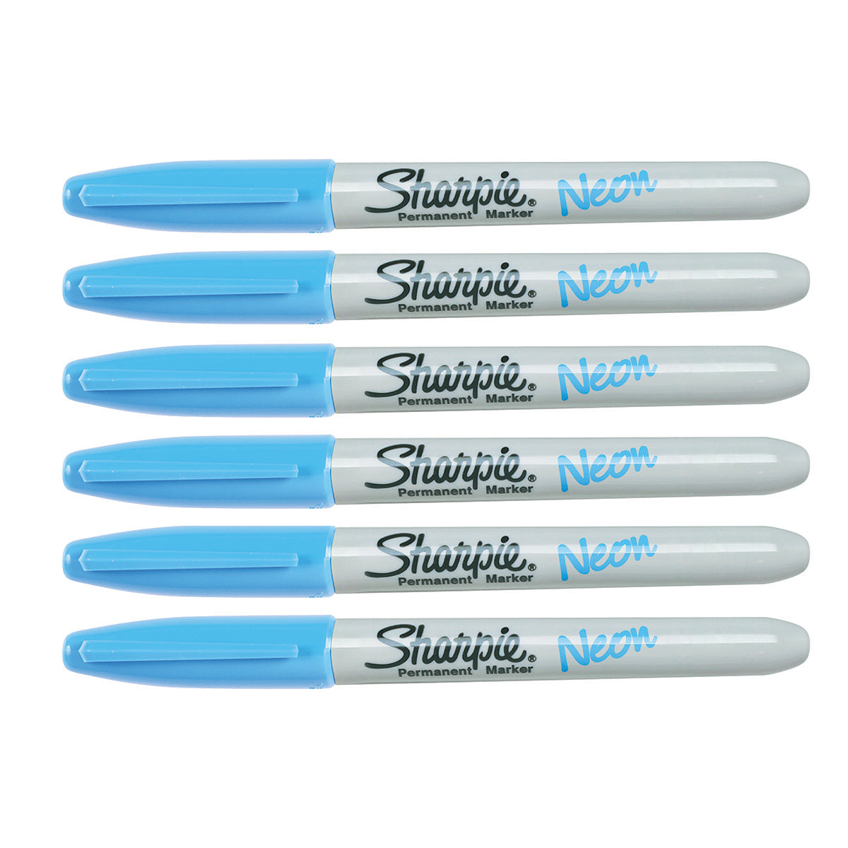 Sharpie Neon Blue Fine Point Permanent Marker Pack of 6