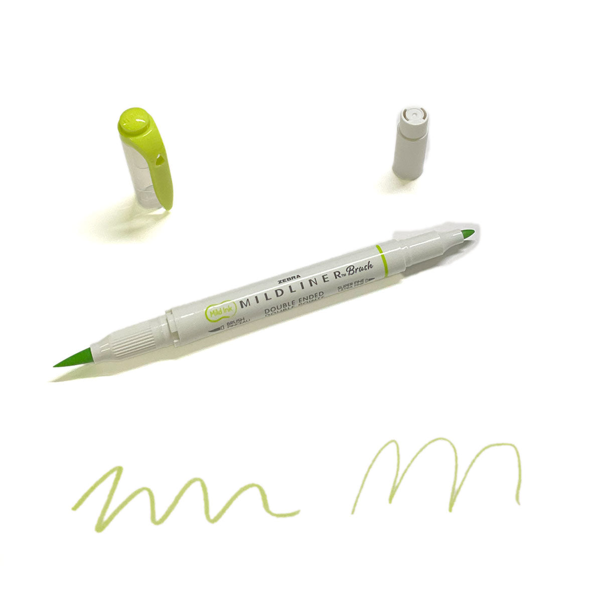 Zebra Mildliner Highlighter Citrus Green Double Ended Brush and Fine