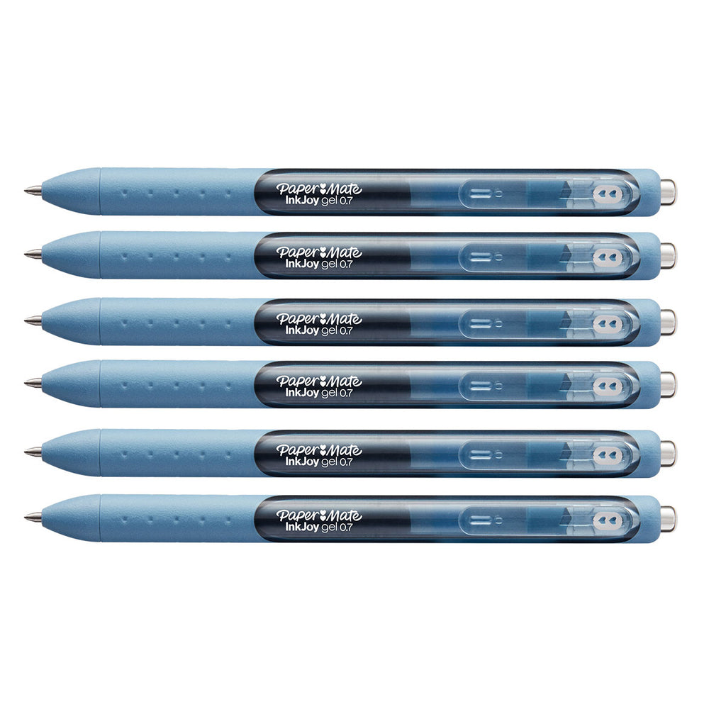 Paper Mate Inkjoy Gel Blue Mist Medium Point 0.7 mm Retractable ( Blue Mist Gel Ink) Pack of 6