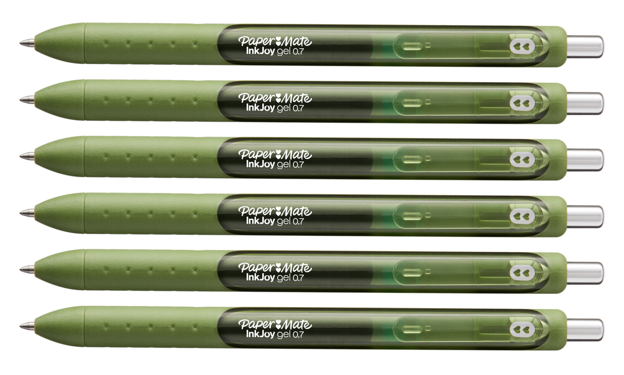 Papermate Inkjoy Gel Olive Medium Retractable 6 Count