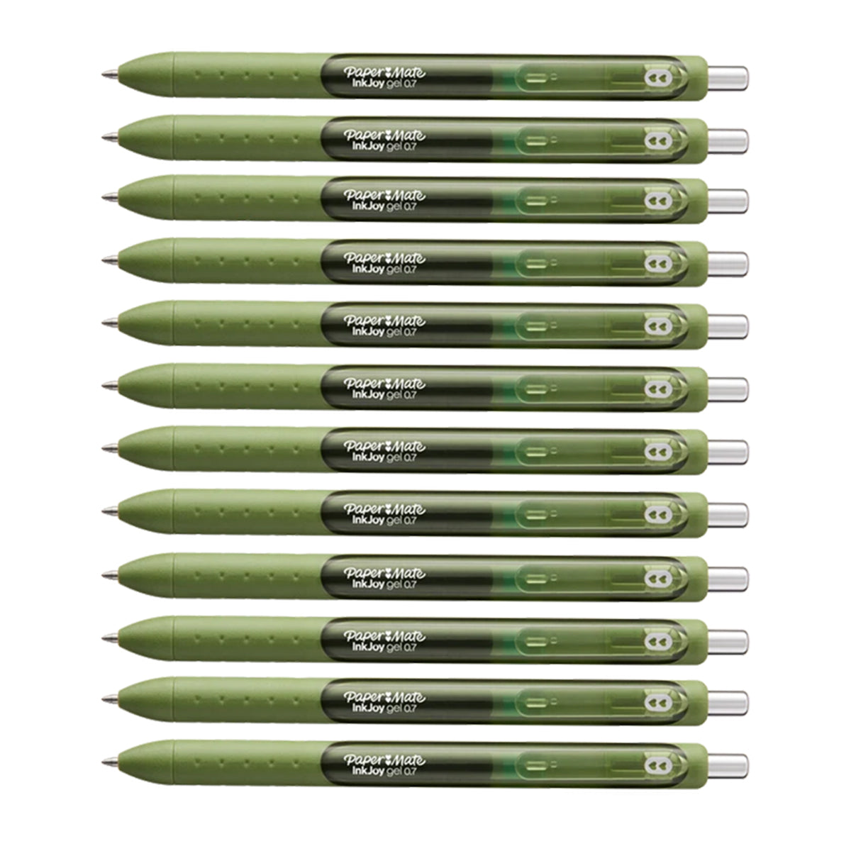 Papermate Inkjoy Gel Olive Medium Retractable 12 Count