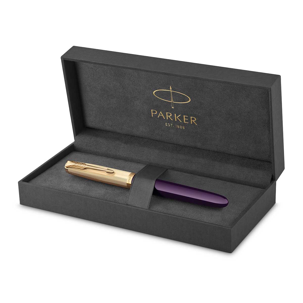 Parker 51 Deluxe Plum Fountain Pen Gold Trim Medium