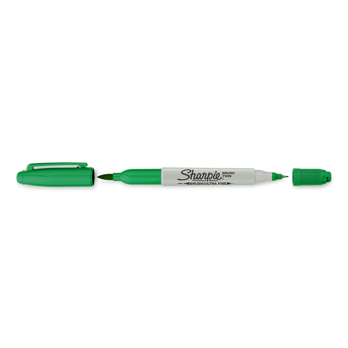 Sharpie Twin Brush Tip and Ultra Fine Point Green Permanent Marker