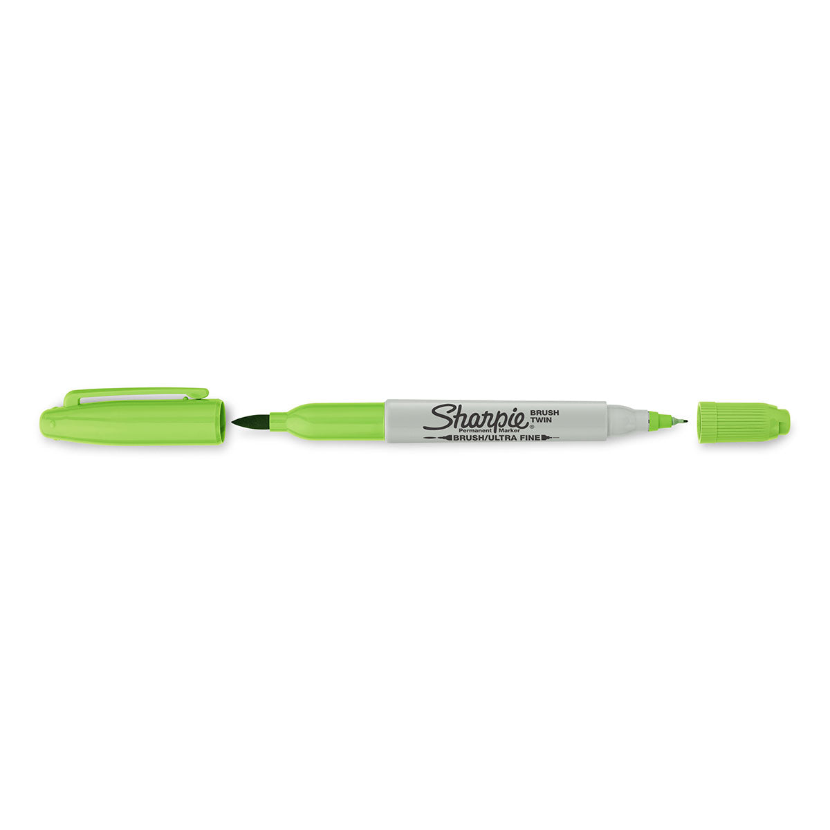 Sharpie Twin Brush Tip and Ultra Fine Point Lime Permanent Marker
