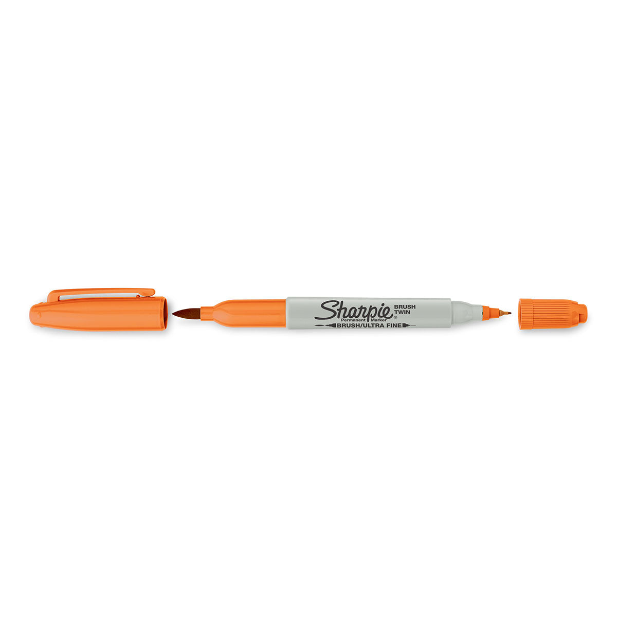 Sharpie Twin Brush Tip and Ultra Fine Point Orange Permanent Marker