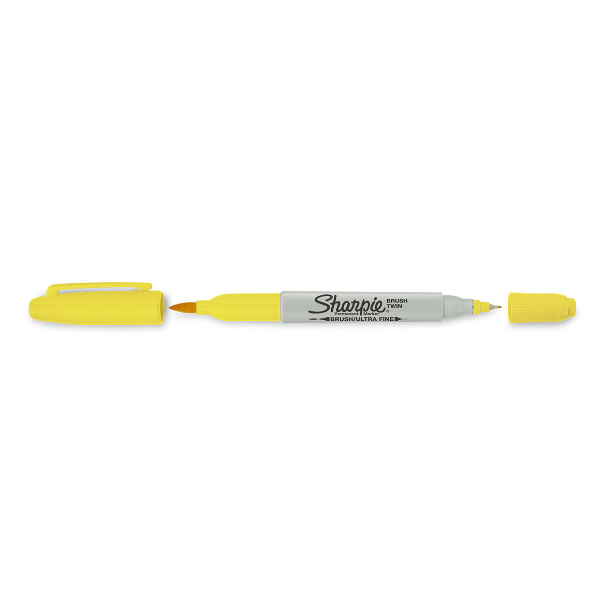Sharpie Twin Brush Tip and Ultra Fine Point Yellow Permanent Marker