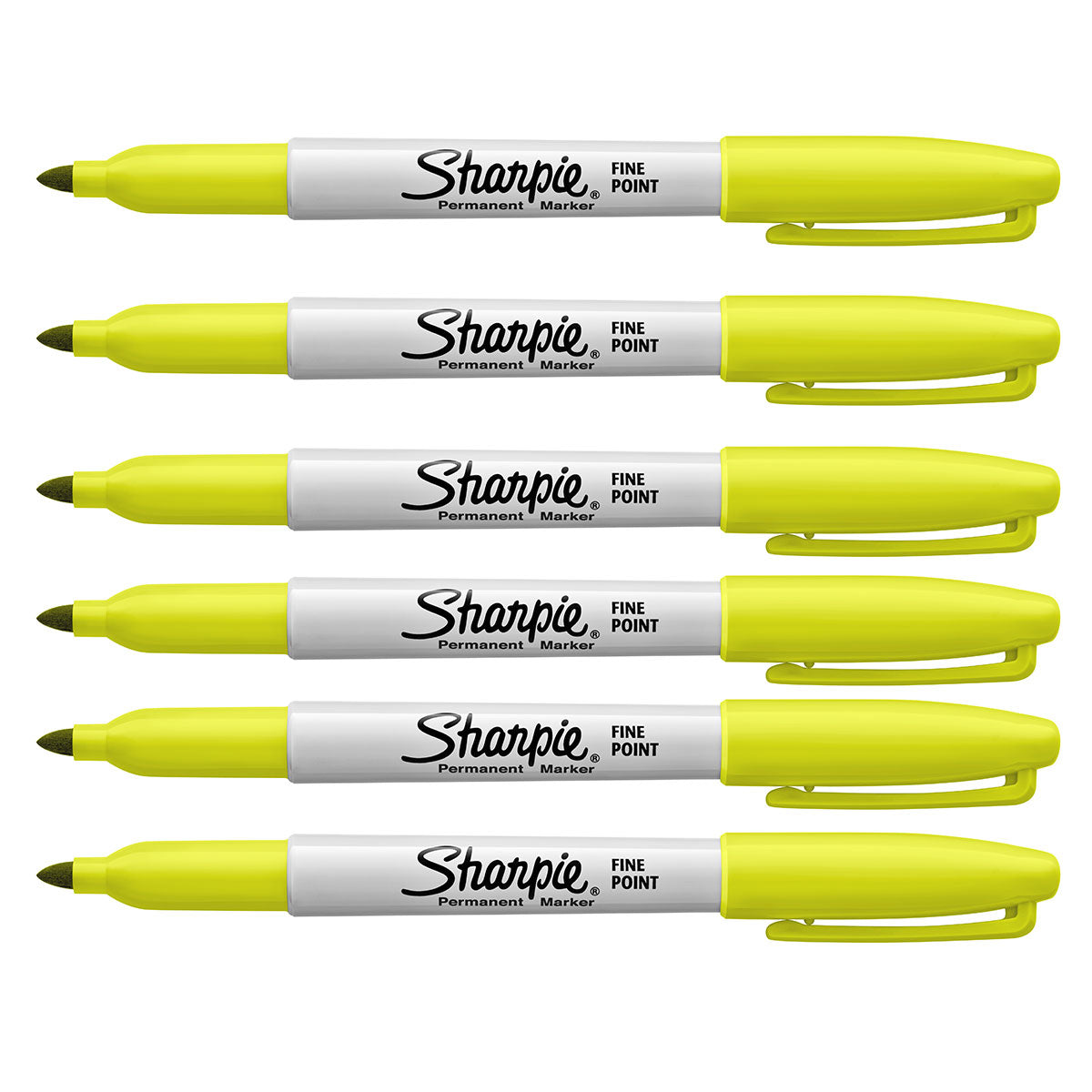 Sharpie Supersonic Yellow Fine Tip Permanent Markers Pack of 6