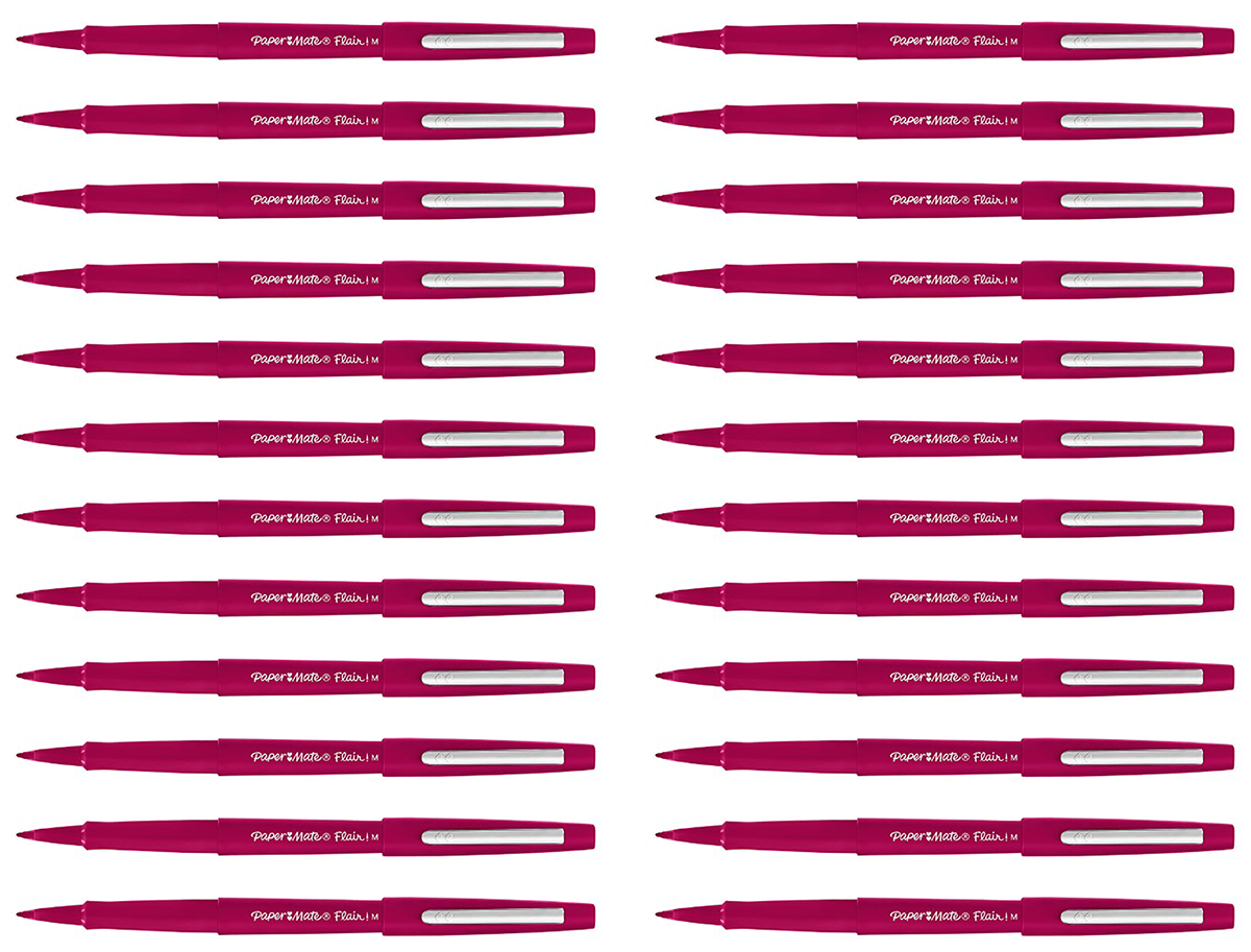Paper Mate Flair Magenta Felt Tip Pen Medium Point Guard Pack of 24