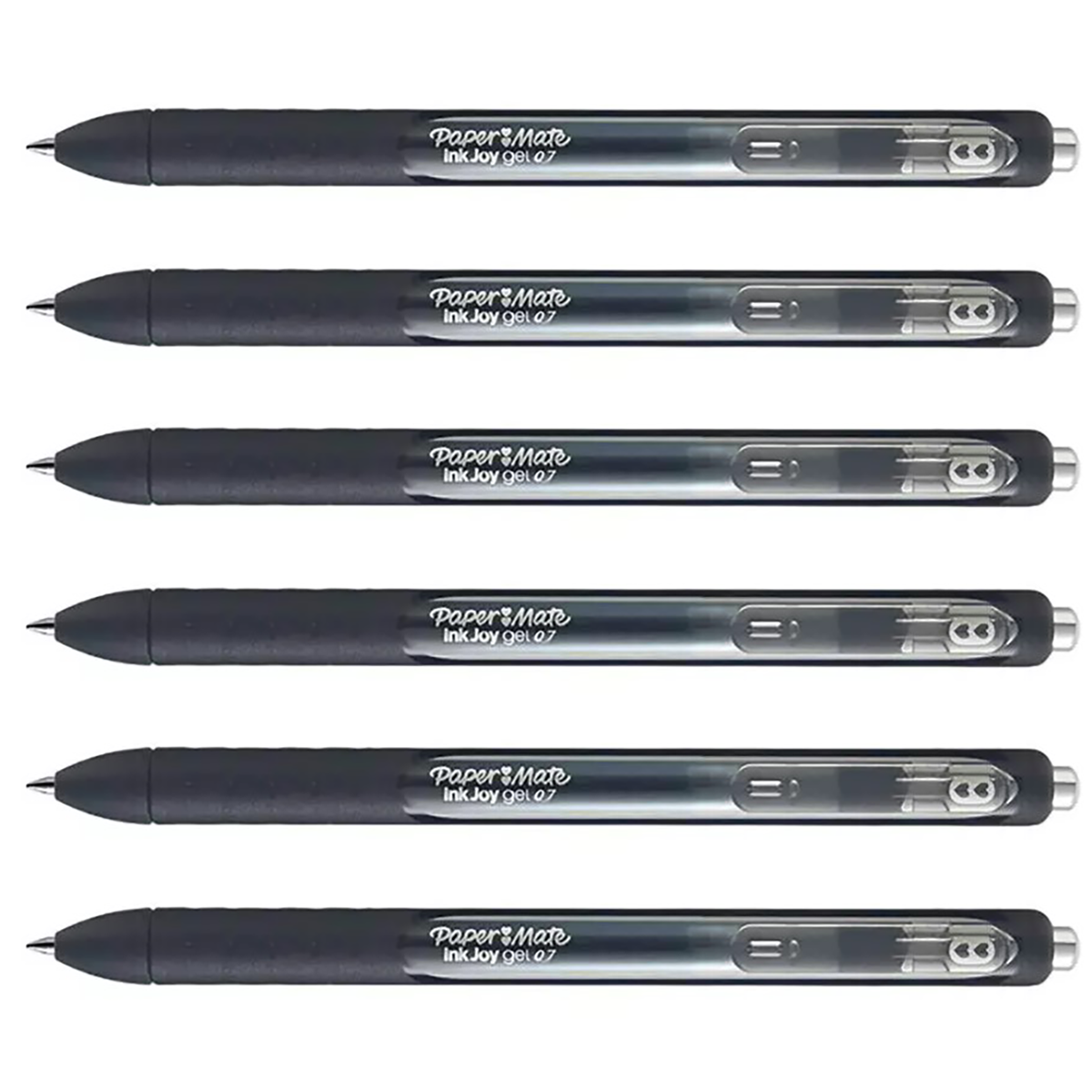 Paper Mate Inkjoy Gel Black Pen Medium Point 0.7 MM Retractable Pack of 6