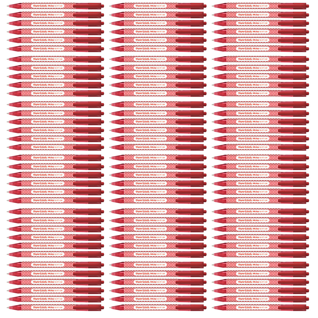 Wholesale Papermate Inkjoy 100 Red Polka Dot Ballpoint Red Ink Retractable Bulk Pack of 120