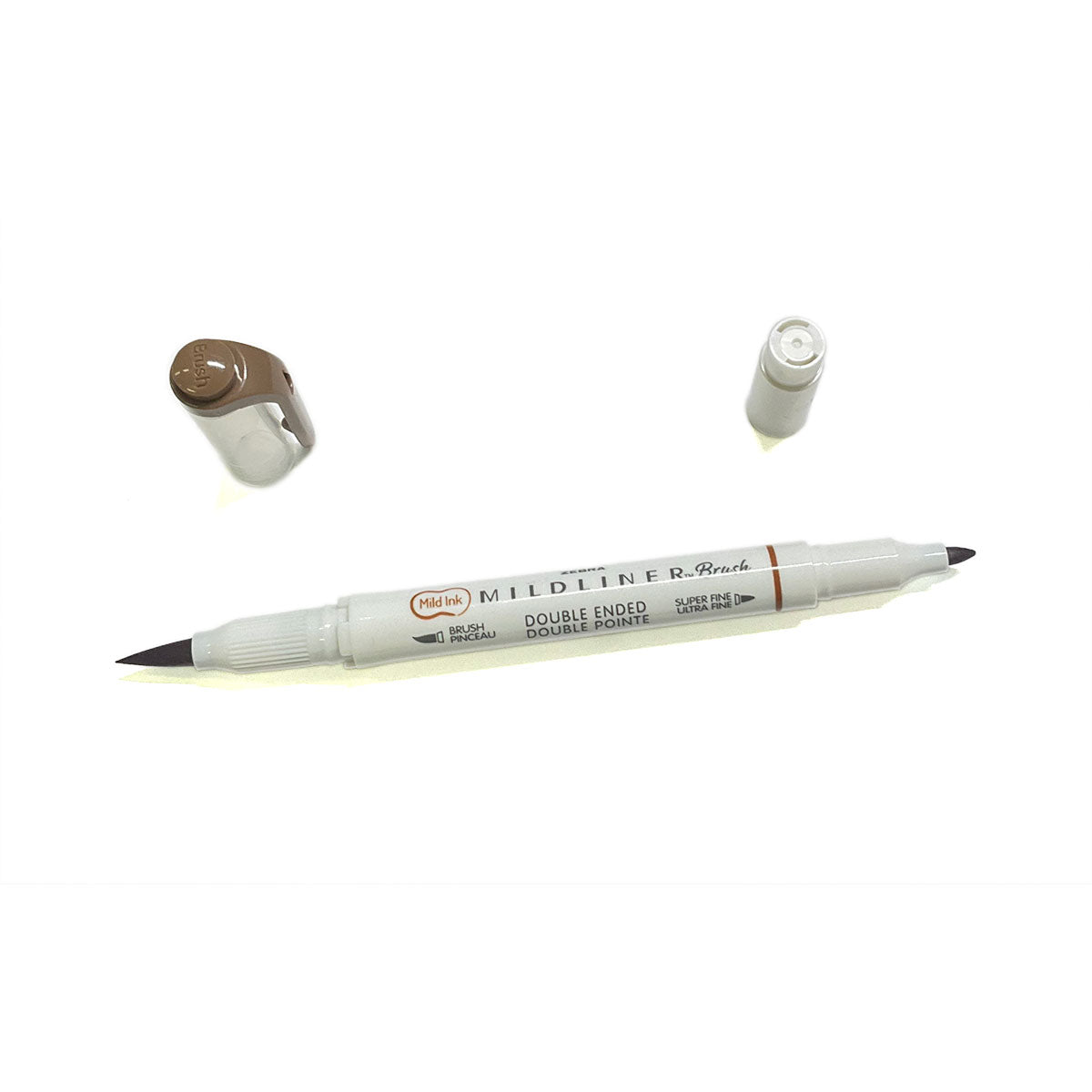 Zebra Mildliner Highlighter Brown Double Ended Brush and Fine