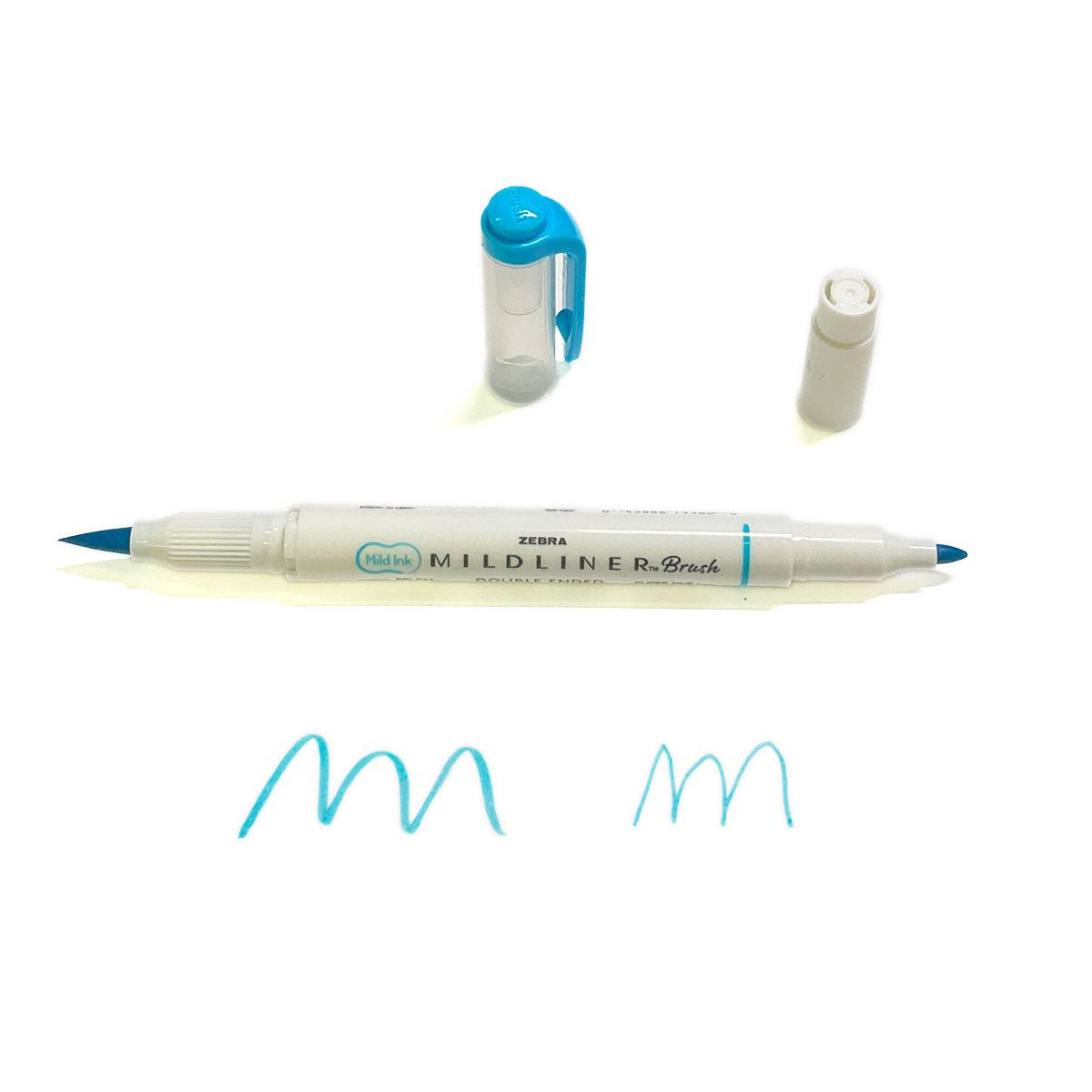 Zebra Mildliner Highlighter Cyan Double Ended Brush and Fine