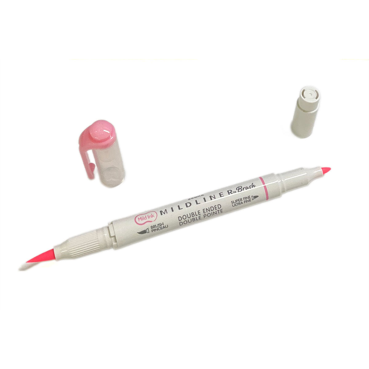 Zebra Mildliner Highlighter Pink Double Ended Brush and Fine