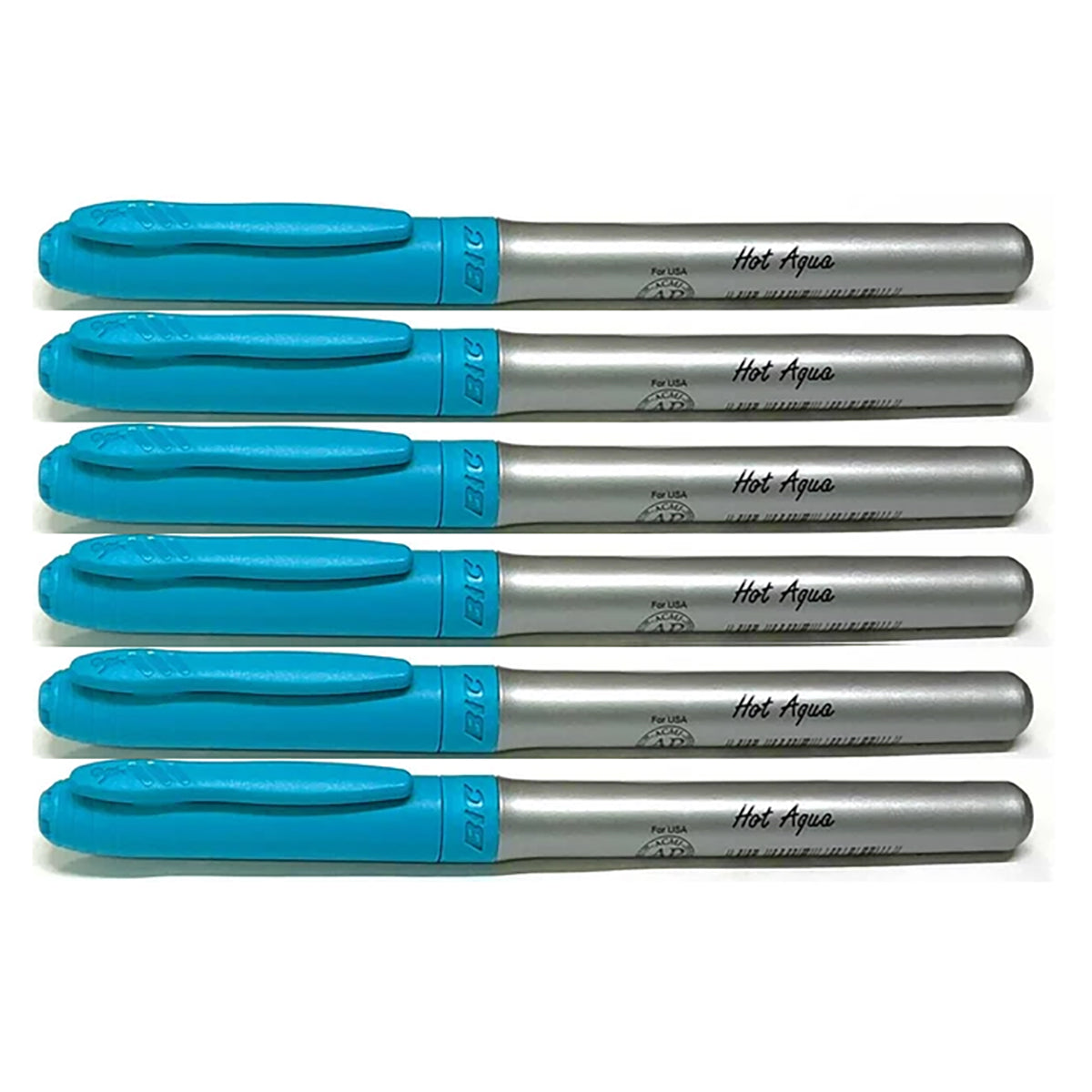 Bic Intensity Marker Hot Aqua Fine Pack of 6