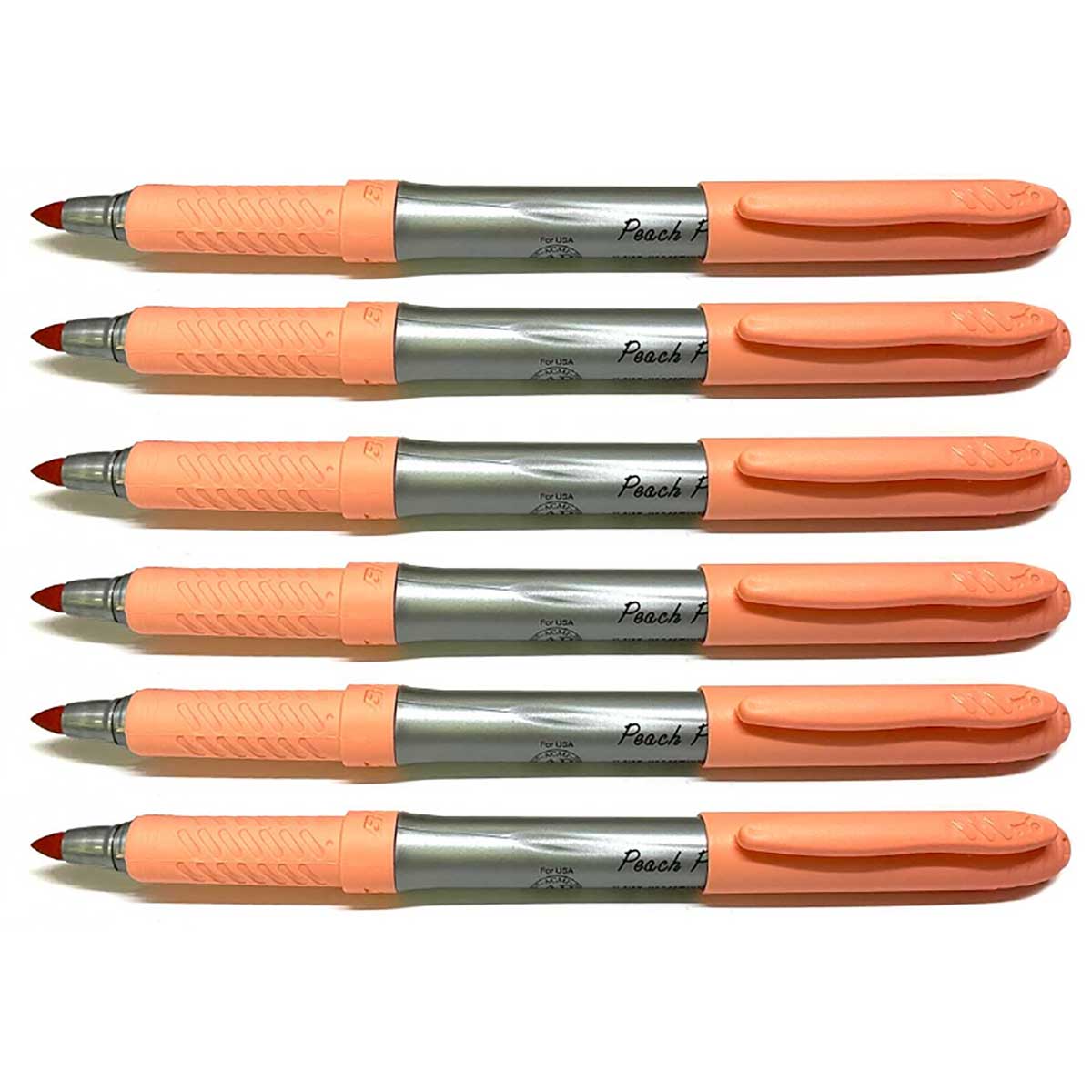Bic Peach Fine Permannet Markers Pack of 6