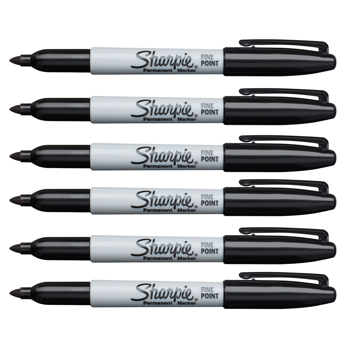 Black Sharpies Pack of 6 Fine Point Permanent