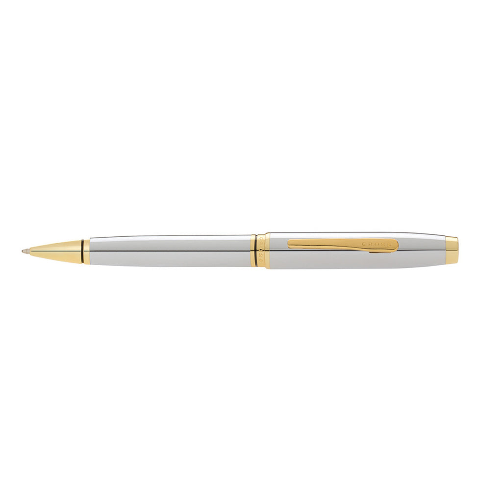 Cross Coventry Pen Ballpoint Polished Chrome Gold Trim AT0662-2