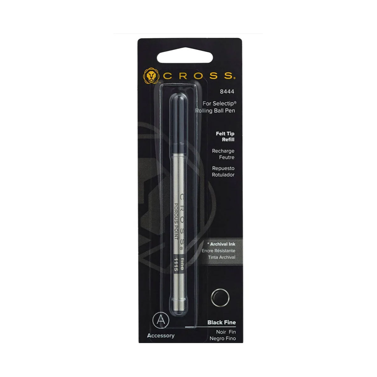 Cross Felt Tip Rollerball Refill, Black Fine - 8444