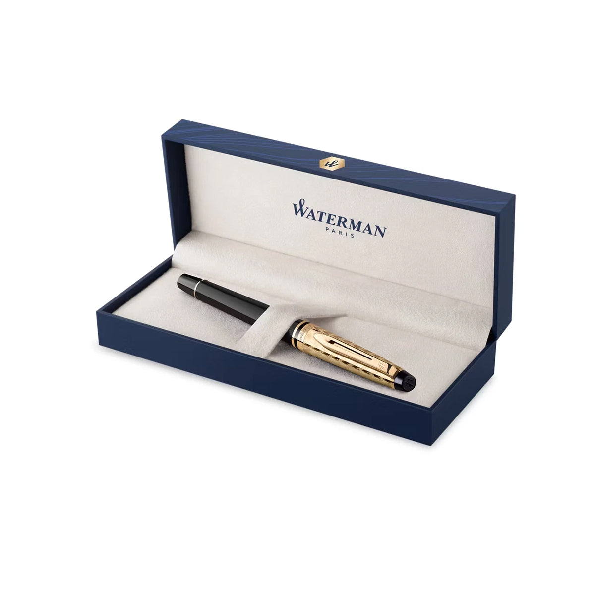 Waterman Expert Deluxe Opera Collection Black Gold Trim Fountain Pen - Medium 2225138 Gift Box