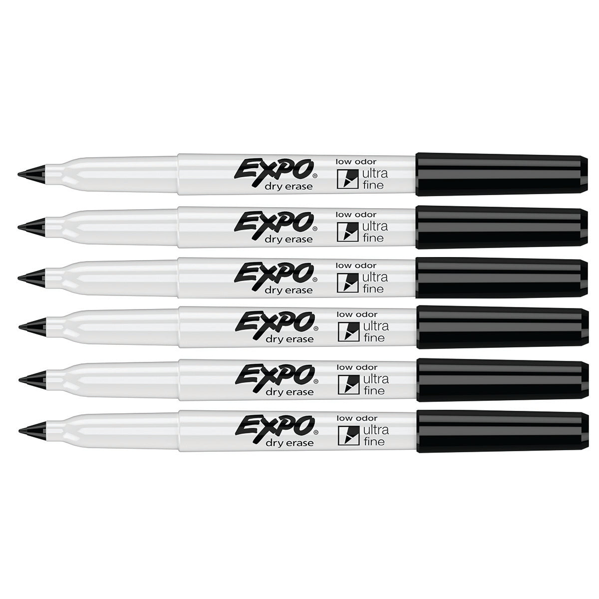 Expo Dry Erase Black Ultra Fine Low Odor Marker Pack of 6