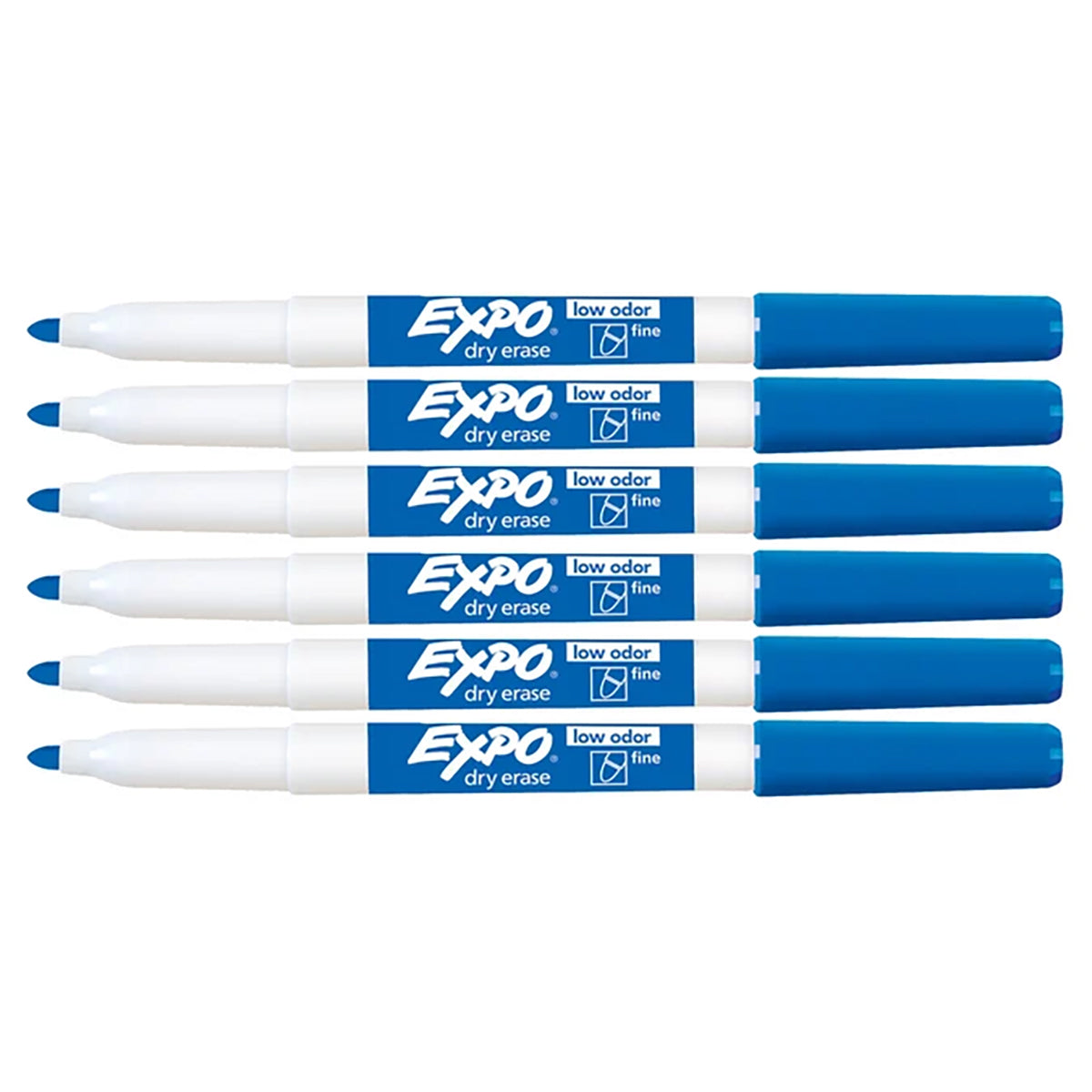 Expo Blue Fine Tip Dry Erase Markers Pack of 6