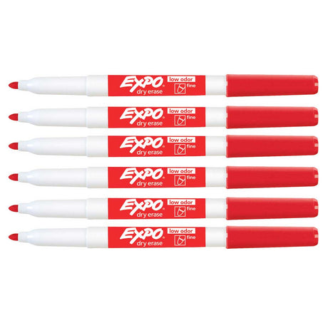 Red Expo Markers, Fine Tip, Pack of 6  Expo Dry Erase Markers