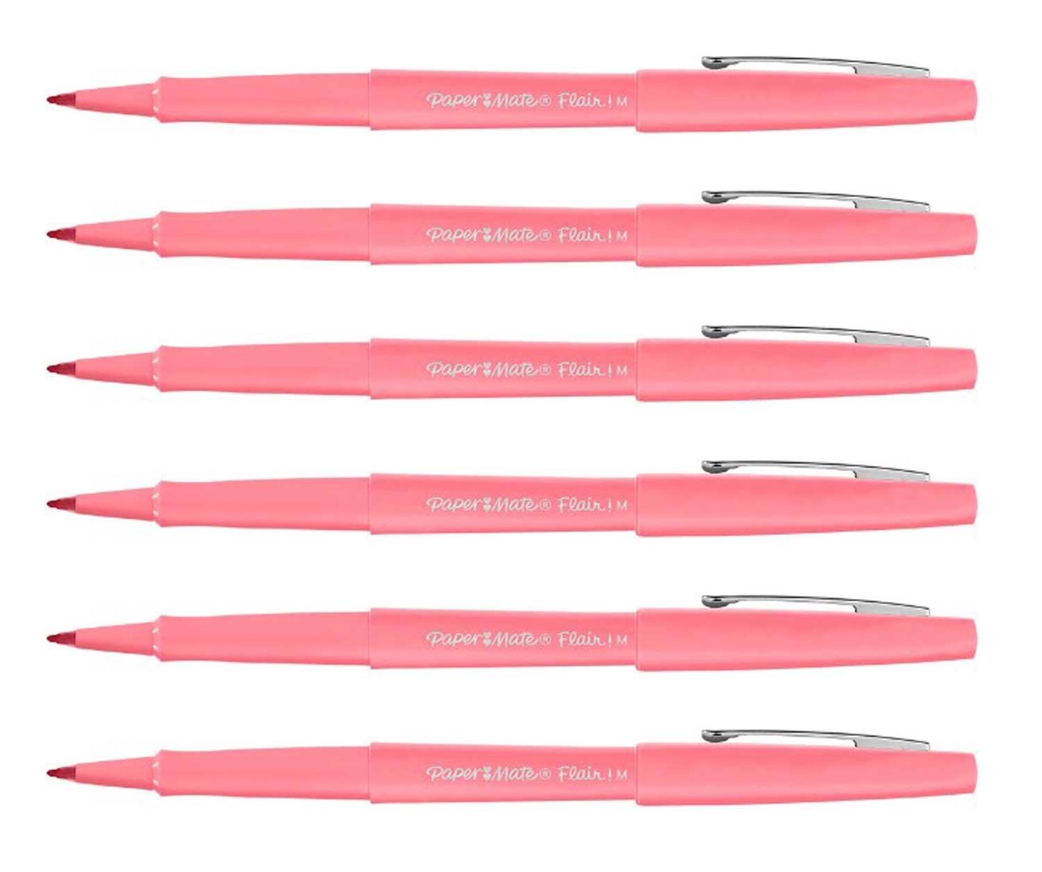 Paper Mate Flair Guava Felt Tip Pen Medium Point Guard Pack of 6
