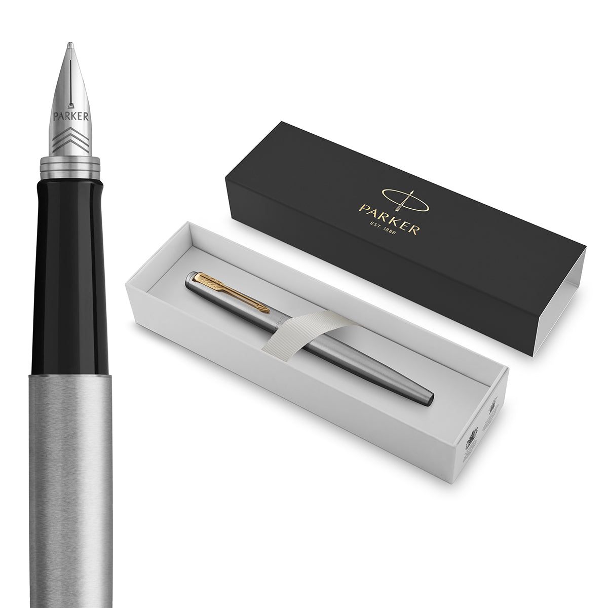 Parker Jotter Fountain Pen Stainless Steel Gold Trim Medium 2030948