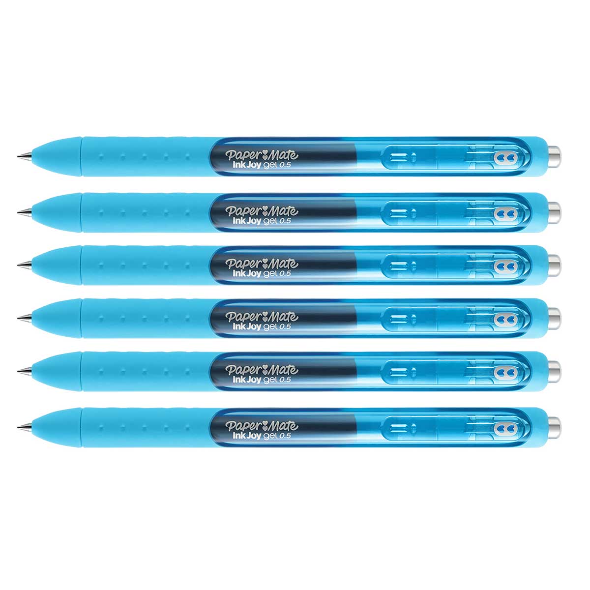 Paper Mate Inkjoy Gel Bright Blue Pen Fine 0.5mm Retractable Pack of 6 Paper Mate Gel Ink Pens