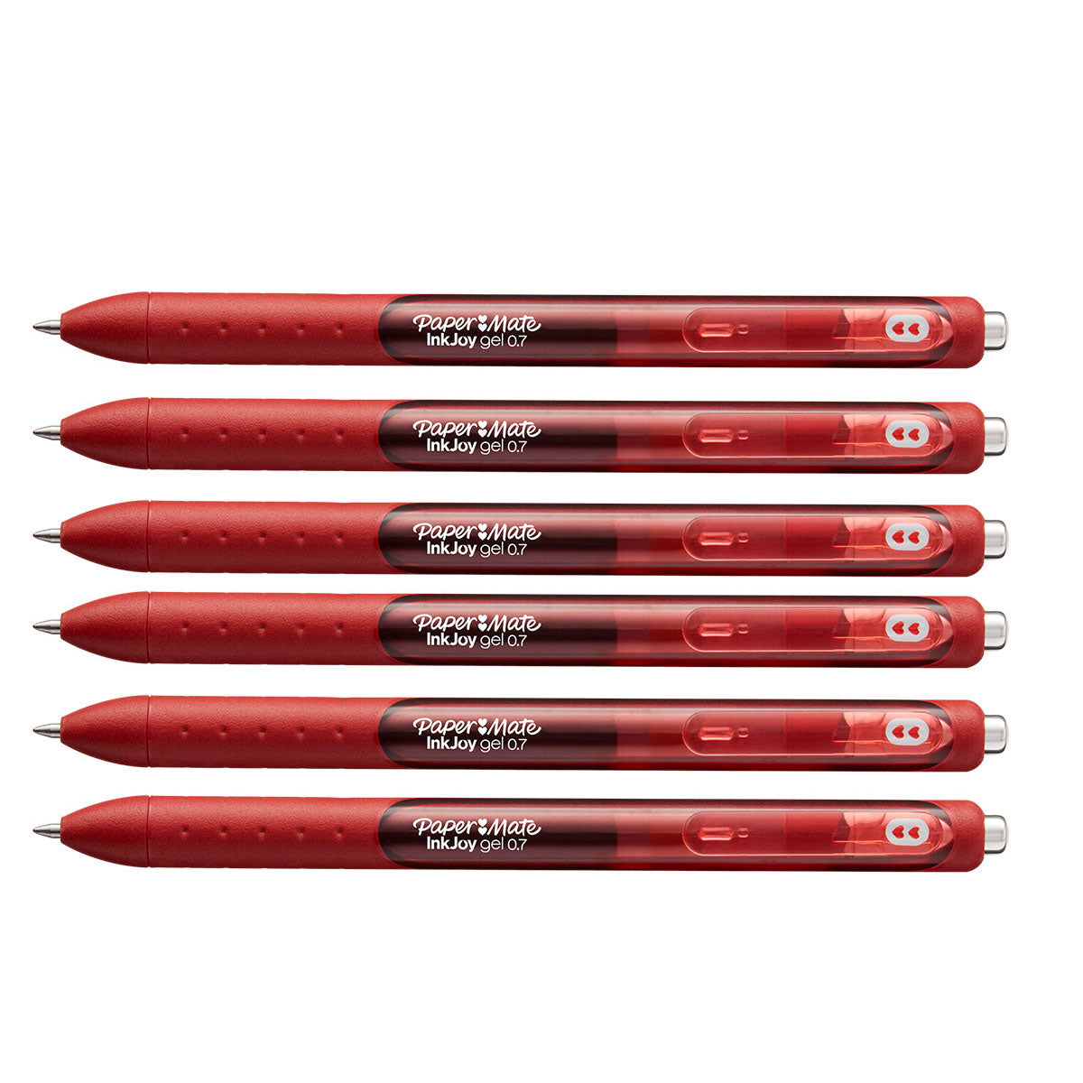 Paper Mate Inkjoy Gel Velvet Red Medium 0.7 mm Retractable Velvet Red Gel Ink, Pack of 6 Paper Mate Gel Ink Pens