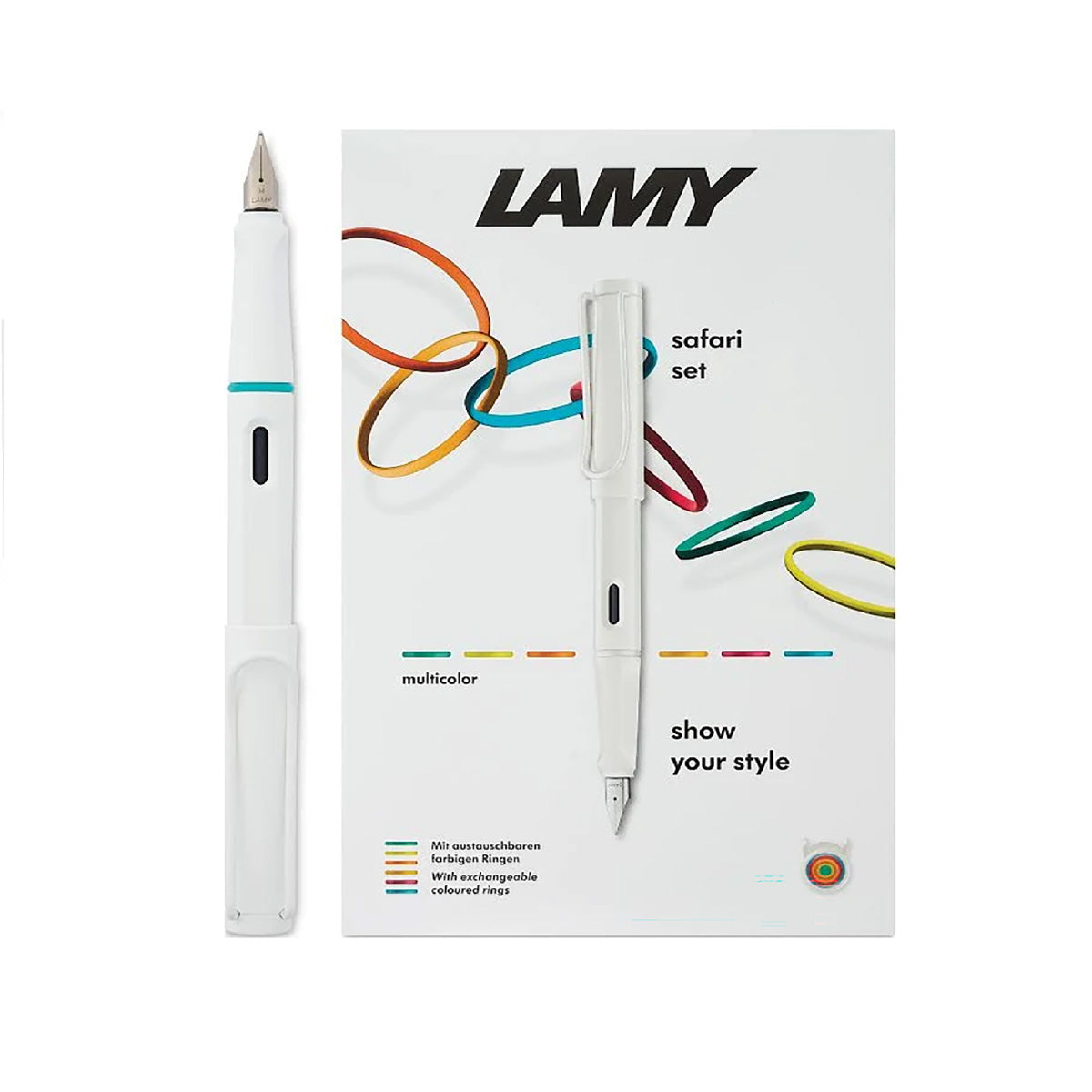 Lamy Safari Multicolor Set white 6 Rings Medium Pt 0B1