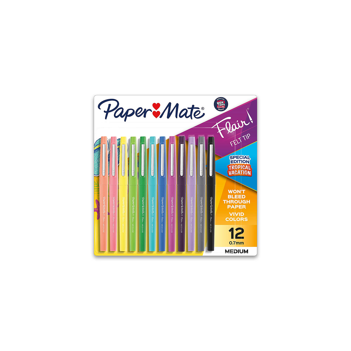 Papermate Flair Pens Assorted Tropical Colors Felt Tip Pack of 12
