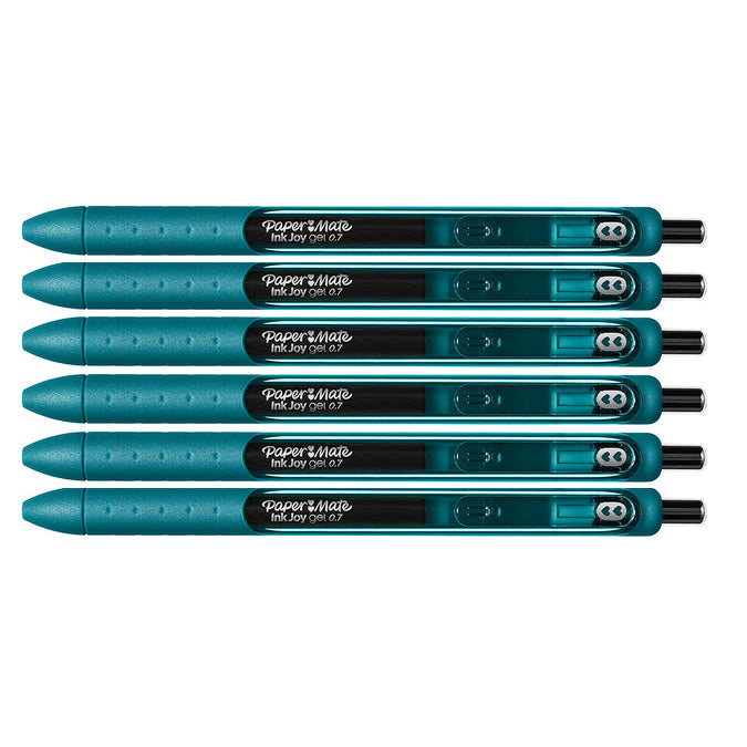 Paper Mate Inkjoy Gel Jade Medium Point 0.7 mm Retractable Gel Pen (Jade Gel Ink) Pack of 6