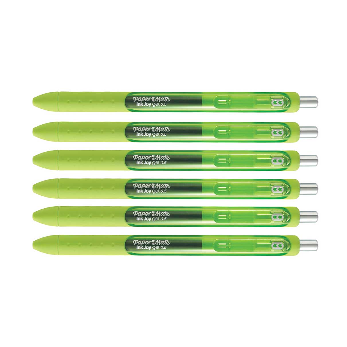 Paper Mate Inkjoy Gel Pen Lime Green, 0.5mm Fine Tip, Retractable Pack of 6 Paper Mate Gel Ink Pens