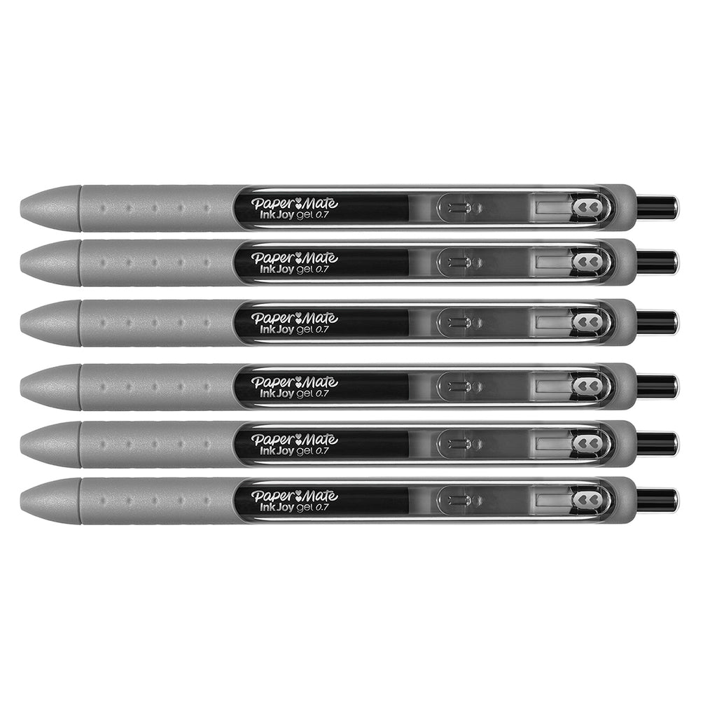 Paper Mate Inkjoy Gel Pewter Medium 0.7 mm Retractable Gel Pen (Pewter Gel Ink) Pack Of 6