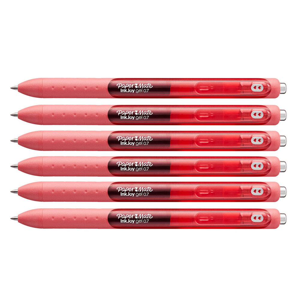 Paper Mate Inkjoy Gel Strawberry Medium 0.7 mm Retractable Gel Pens (Strawberry Ink) Pack of 6