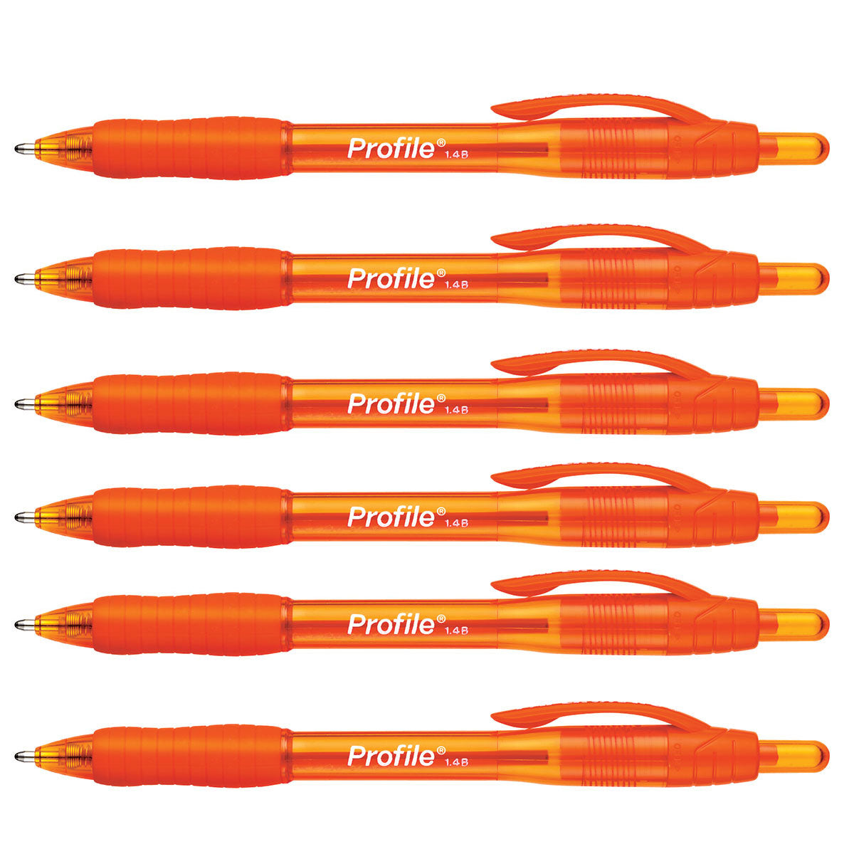 Paper Mate Profile Orange Ink 1.4b Ballpoint Pen Retractable, Bold Point Pack of 6