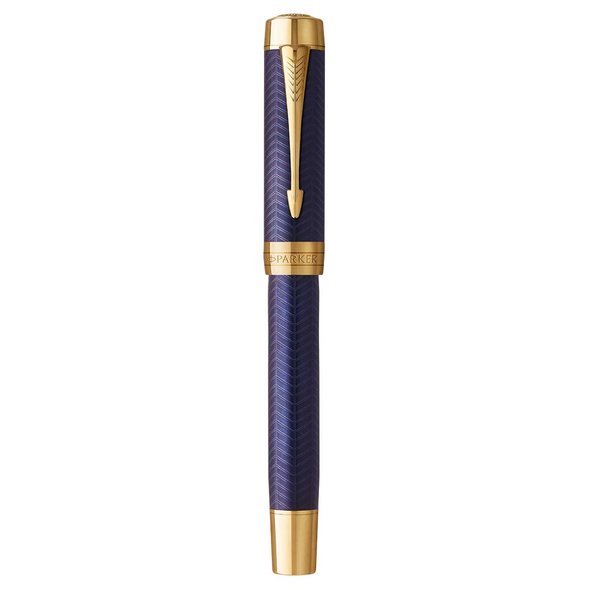 Parker Duofold Prestige Blue Chevron Centennial Fountain Pen 18 KT Gold Fine Nib 1931369