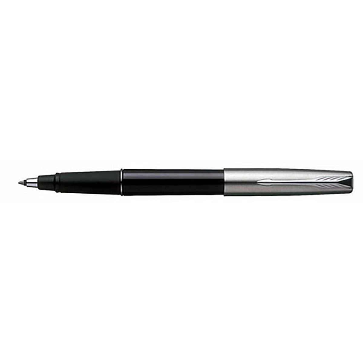 Parker Frontier Black Rollerball Pen Brushed Stainless Steel Cap