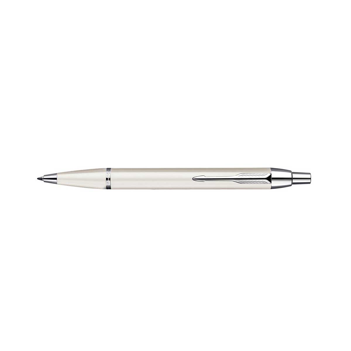 Parker IM Pearl White Pen, Retractable Ballpoint, Blue Ink with Parker Gift Box