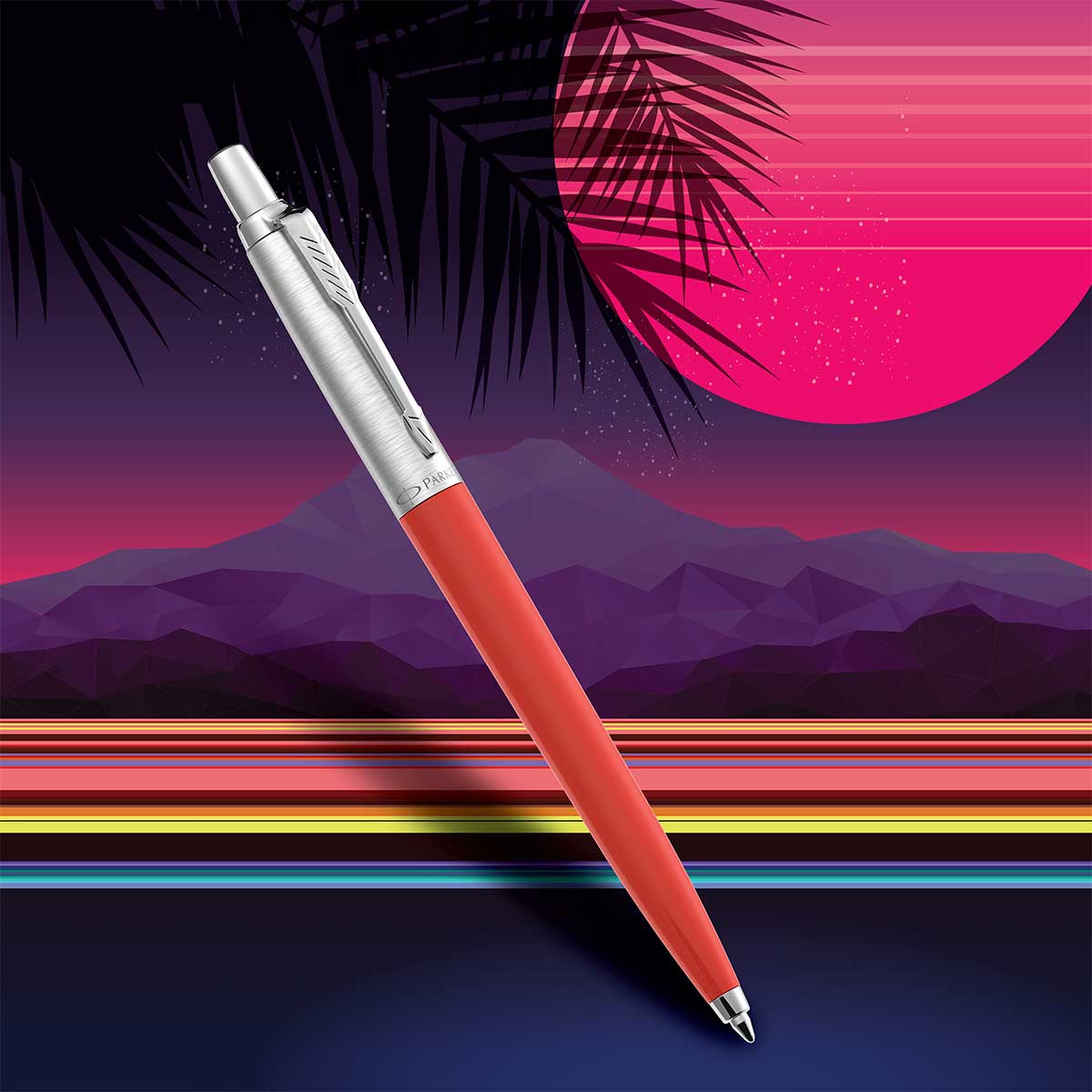Parker Jotter Retro Wave Vermilion Red & Indigo Purple Ballpoint Pens Blue Ink