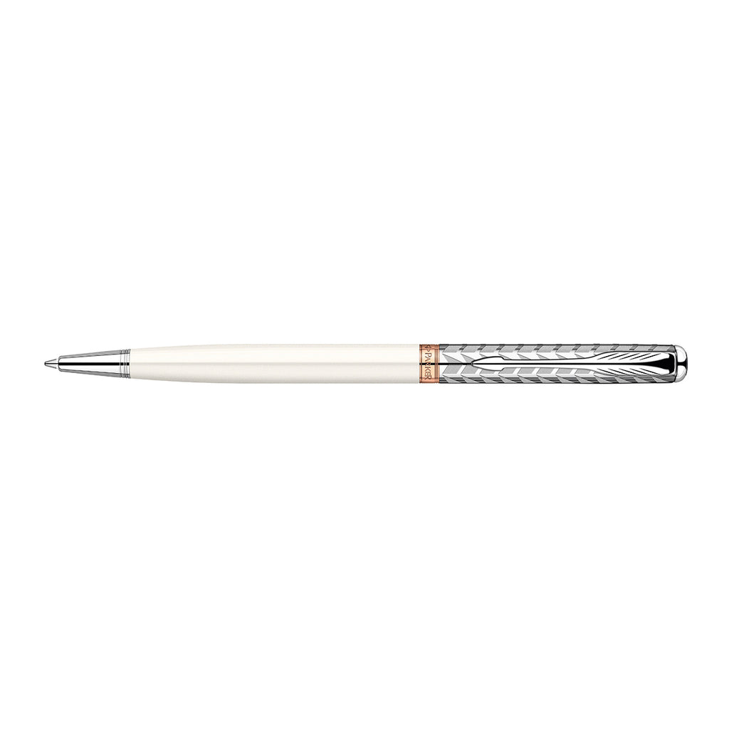 Parker Sonnet Premium Slim Metal & Pearl Pink Gold Chrome Trim Ballpoint Pen