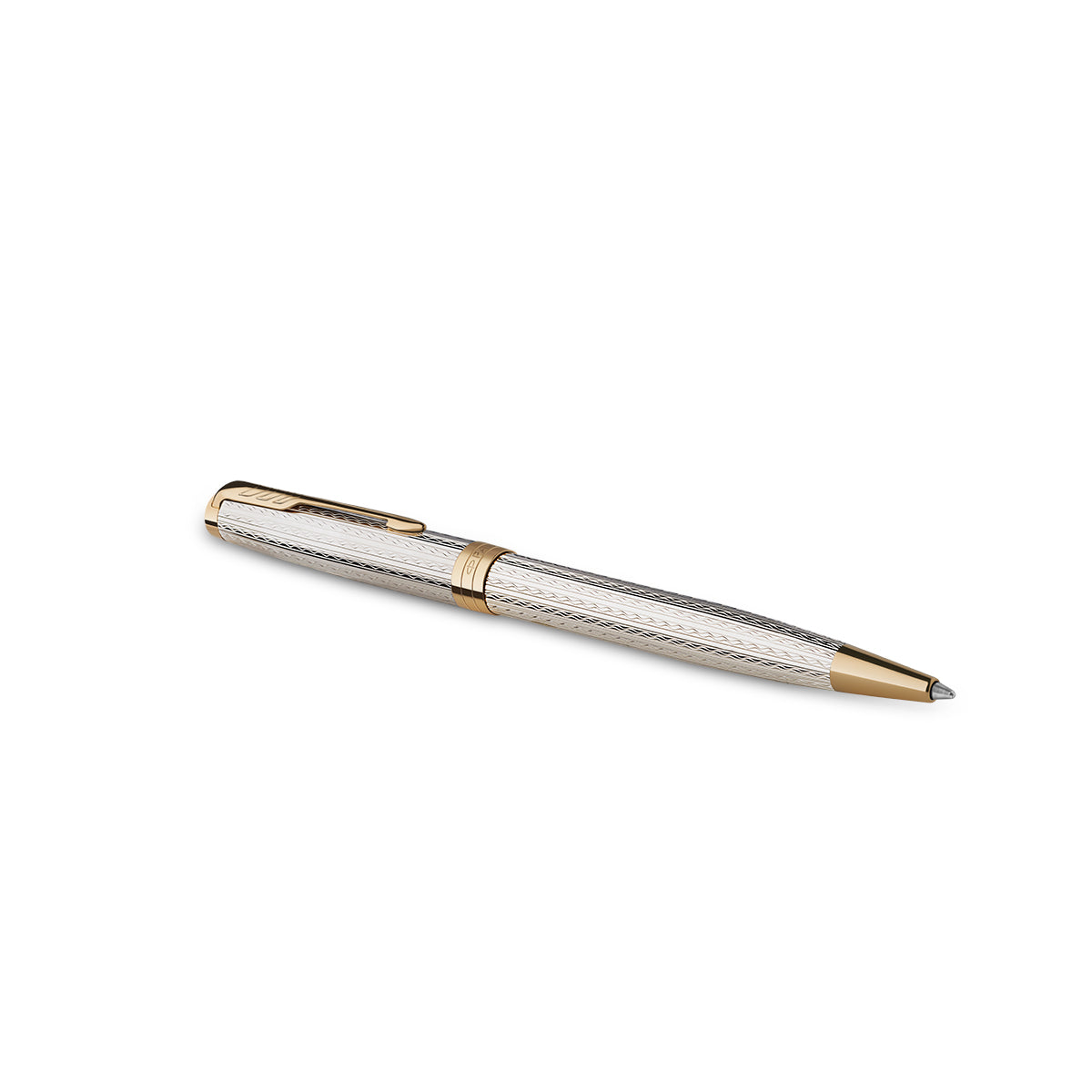 Parker Sonnet Ballpoint Pen Sterling Silver Mistral Finish with Gold Trim Medium Point with Black Ink Refill Gift Box Parker Ballpoint Pen